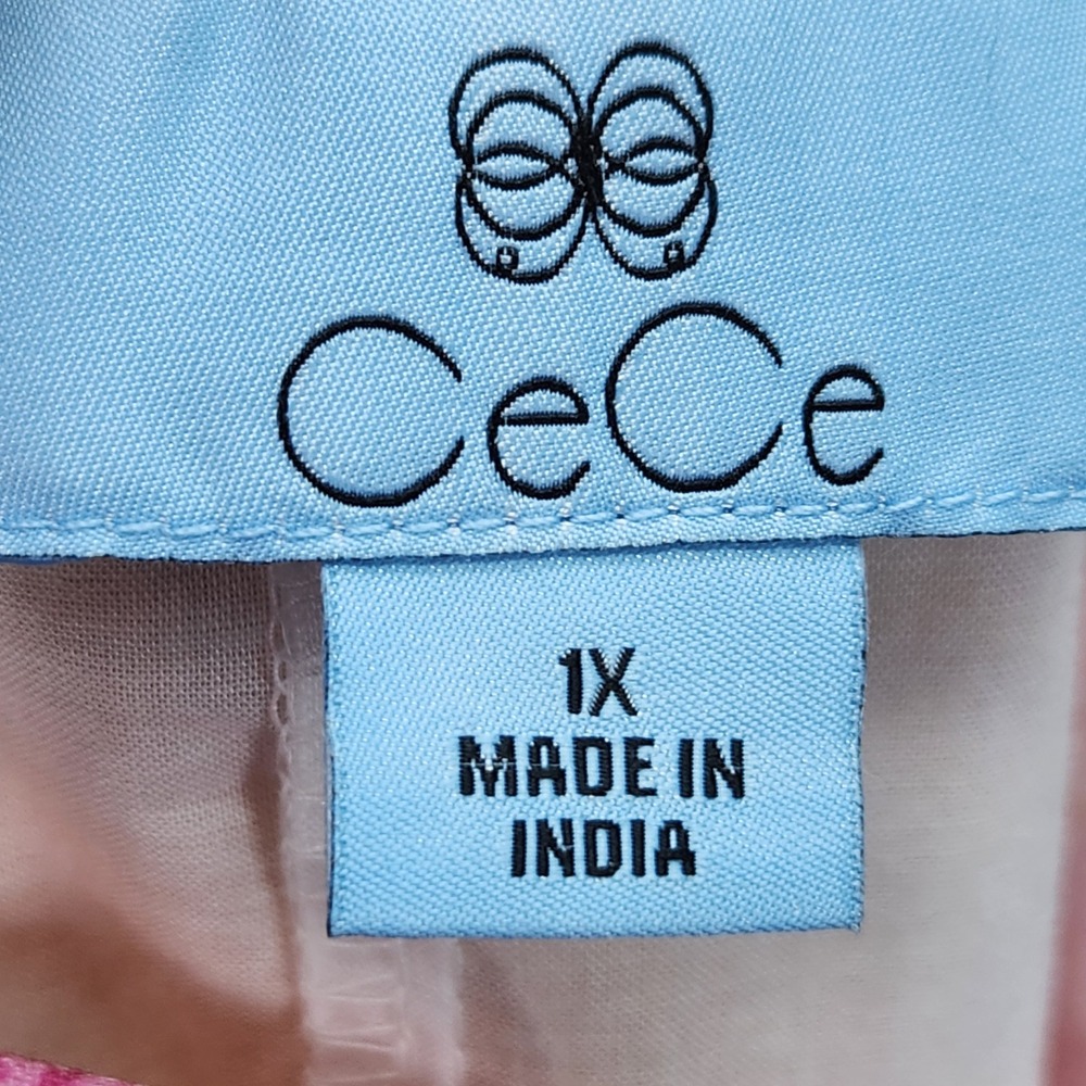 CeCe Womens Plus 1X Radiant Yellow Floral Print Blouse Skirt Set Spring Breakers - Picture 11 of 16